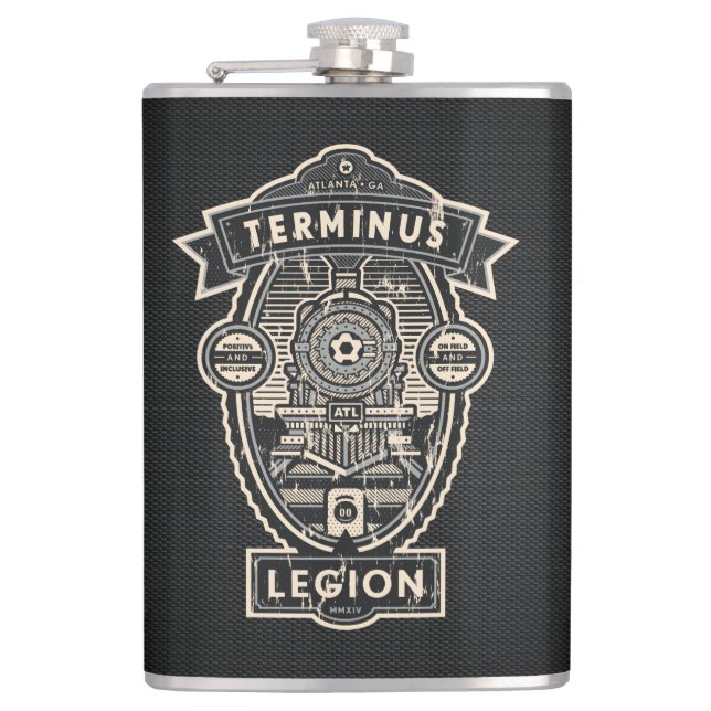 Zeitlimit-Zug-Flasche mit Band-Logo-Rückseite Flachmann (Vorderseite)