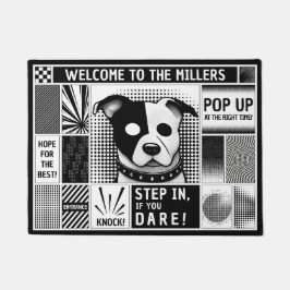 Zeitlos anpassbare bento grid Pop Art Design bw. Fußmatte