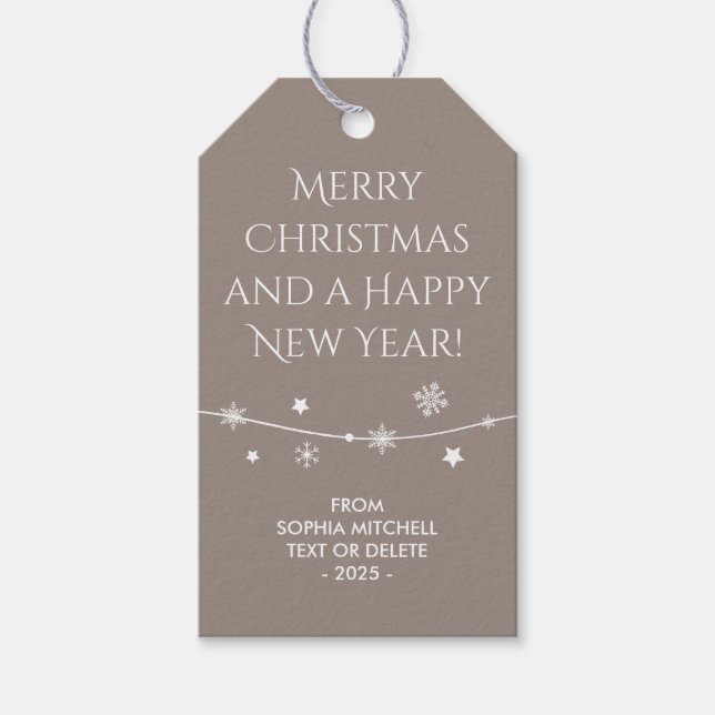 Zeitlos - Beige Gray - Snowflake Geschenketiketten Geschenkanhänger (Vorderseite)
