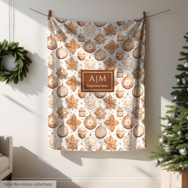 Zeitlos beige Wasserfarbe festliche benutzerdefini Fleecedecke (Earthy ivory watercolor custom name holiday throw)