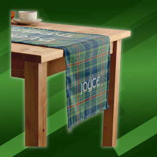 Zeitlos blau und grün Tartan Monogram   Großer Tischläufer