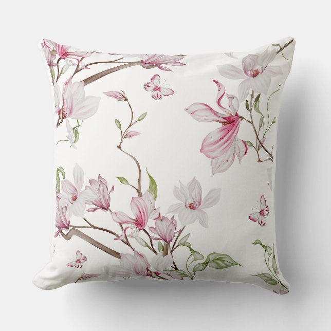 Zeitlos blühende rosa Blume Schönes Design Kissen (Vorderseite)