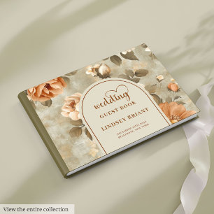 Zeitlos Boho Kupfer Elfenbein Salbei Florale Hochz Gästebuch