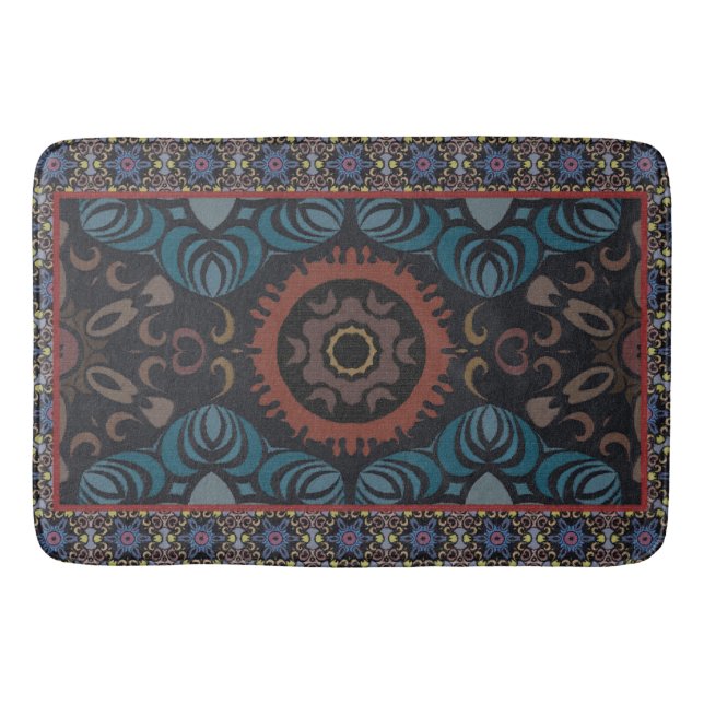 Zeitlos Elegance Traditionelles Stoff Vintager Cha Badematte (Vorderseite)