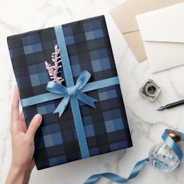 Zeitlos Elegant Classic Blue Kariert Geschenkpapier