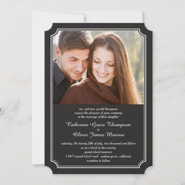 Zeitlos Elegantes Foto Hochzeit Einladungen (Vorderseite)