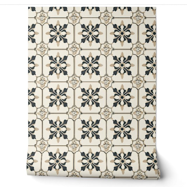 Zeitlos floral Charm Petite - Schwarz und Gold Tapete (Abrollen)