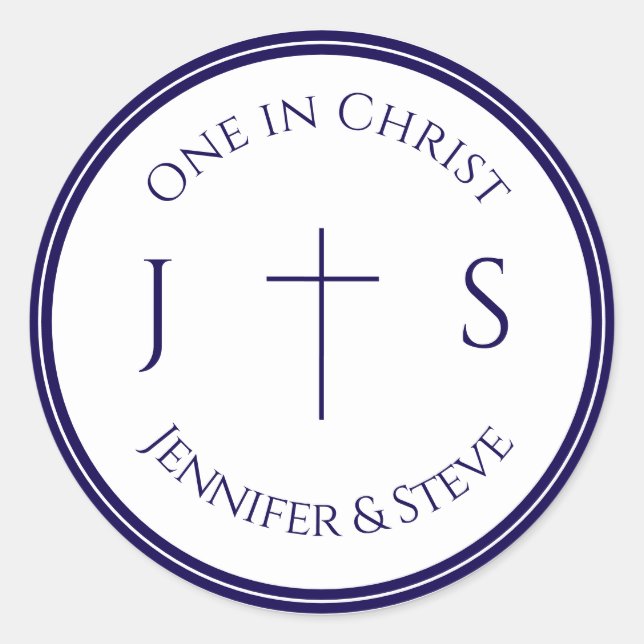 Zeitlos katholisch monogrammiert runder aufkleber (Vorderseite)
