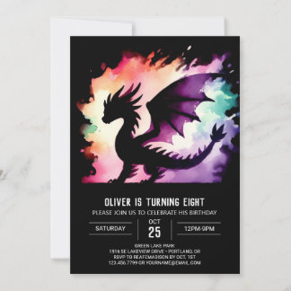 Zeitlos leuchtender Drache Geburtstagskinder Einladung