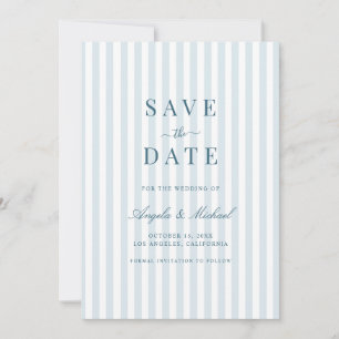 Zeitlos Luxuriös Skript Blaue Streifen Hochzeit Save The Date