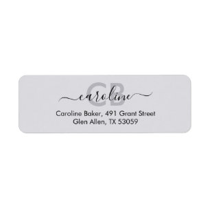 Zeitlos - Moonlit Grau Monogram Address Label