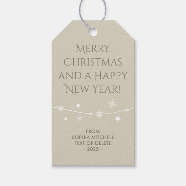 Zeitlos - Off-White - Snowflake-Geschenketiketten Geschenkanhänger (Vorderseite)