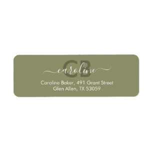 Zeitlos - Olive Monogram Address Label