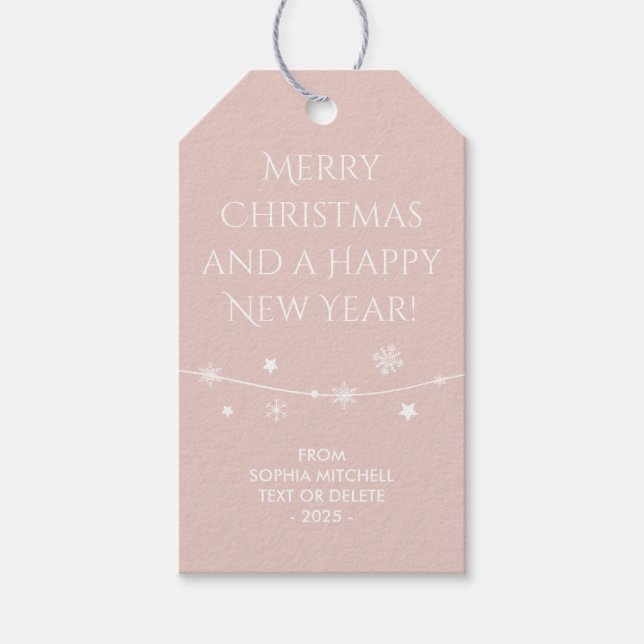 Zeitlos - Rosy Beige - Snowflake Geschenketiketten Geschenkanhänger (Vorderseite)