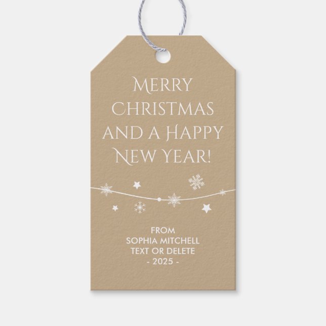 Zeitlos - Sand Beige - Snowflake-Geschenketiketten Geschenkanhänger (Vorderseite)