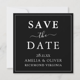 Zeitlos schwarze minimalistische Hochzeit - Merken Save The Date