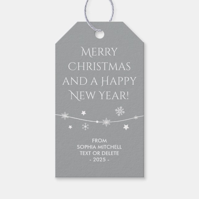 Zeitlos - Silver Gray - Snowflake Geschenktasten Geschenkanhänger (Vorderseite)