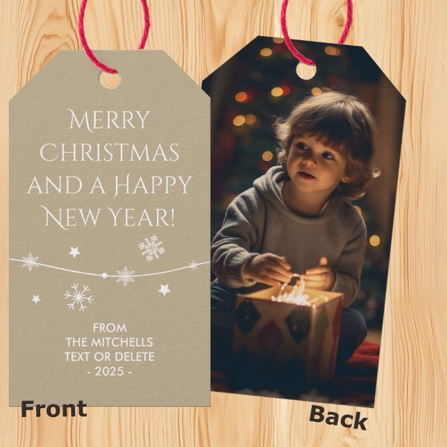 Zeitlos - Taupe Beige Weihnachts Foto Geschenktast Geschenkanhänger (Von Creator hochgeladen)