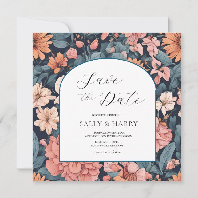 Zeitlos: Vintag verblasste Rose Hochzeitsdruck Save The Date (Vorderseite)