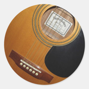 Zeitlose akustische Gitarre Strings Hörloch Runder Aufkleber