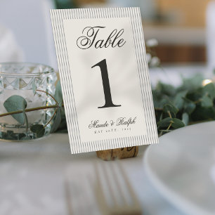 Zeitlose Alte Money Gray Stripe Hochzeit Tischnummer