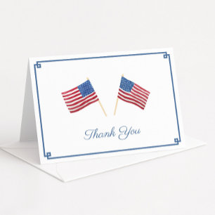 Zeitlose Aquarell-Amerikanische Flagge Personalisi Dankeskarte