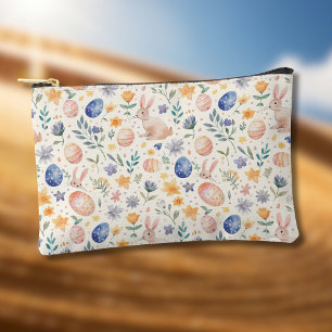 Zeitlose Aquarell-Pastell-Hasen-Blumen-Ostereier Zubehörtasche