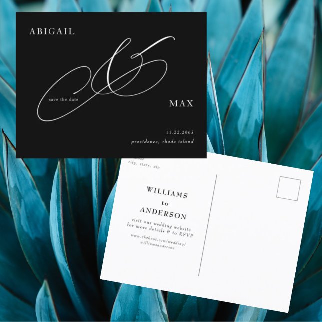 Zeitlose B/W Hochzeit Sichern Sie das Datum Postkarte (Von Creator hochgeladen)