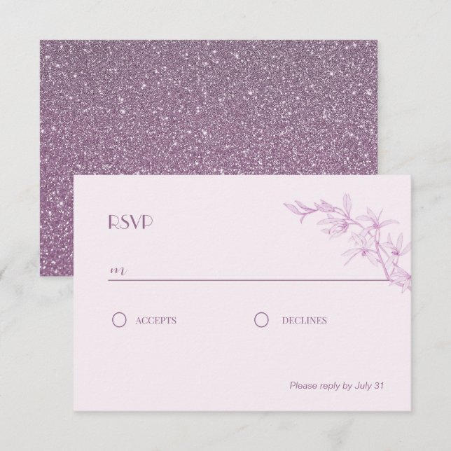 Zeitlose Blume Hochzeit RSVP Begleitkarte (Vorne/Hinten)