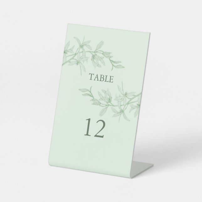 Zeitlose Blume Hochzeit Tischnummer Sockelschild (Vorderseite)
