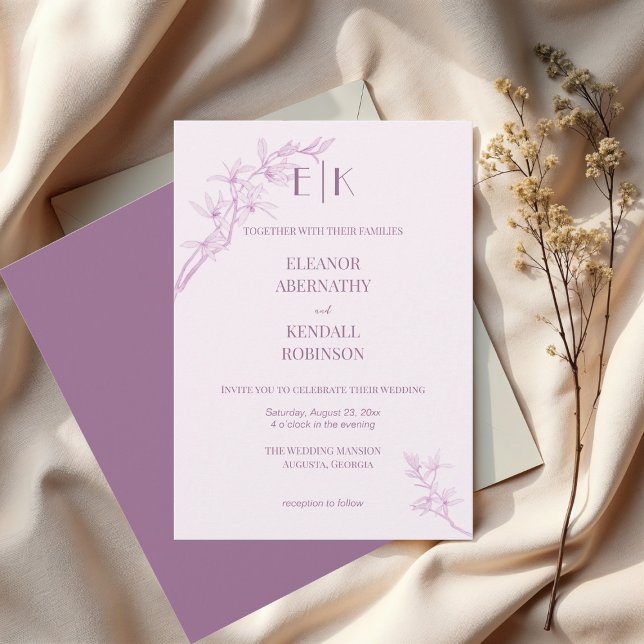 Zeitlose Blume Monogram Wedding Einladung (Von Creator hochgeladen)