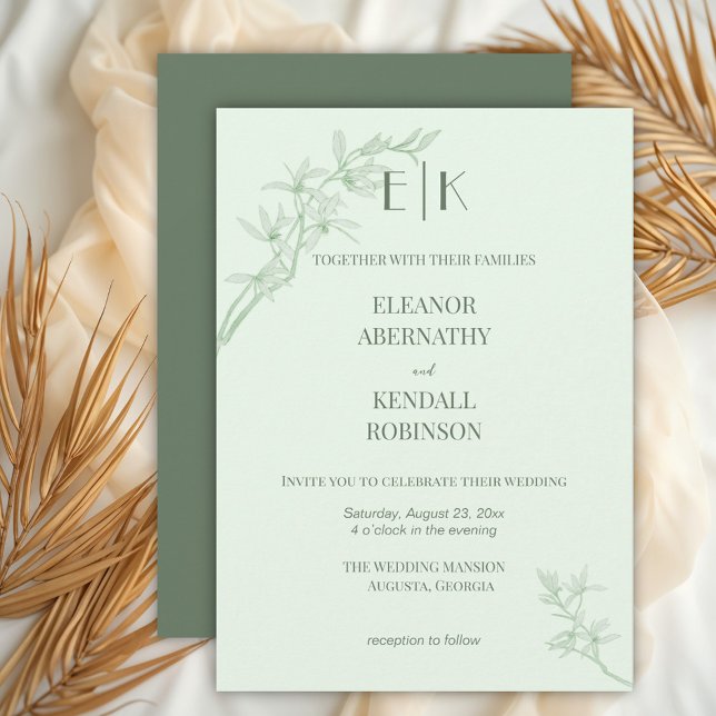 Zeitlose Blume Monogram Wedding Einladung (Von Creator hochgeladen)