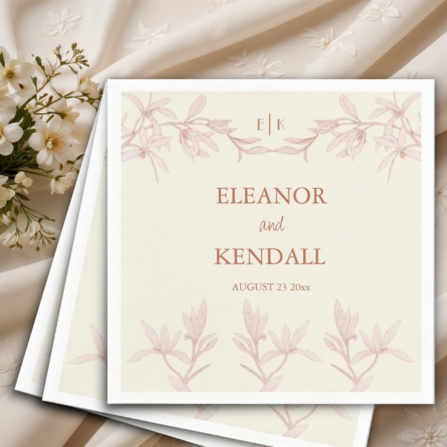 Zeitlose Blume Monogram Wedding Serviette (Von Creator hochgeladen)