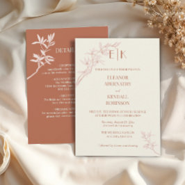 Zeitlose Blume Monogramm alle in einer Hochzeit In Einladung