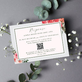 Zeitlose Blumenblütengrüne Webseite Hochzeit RSVP Karte