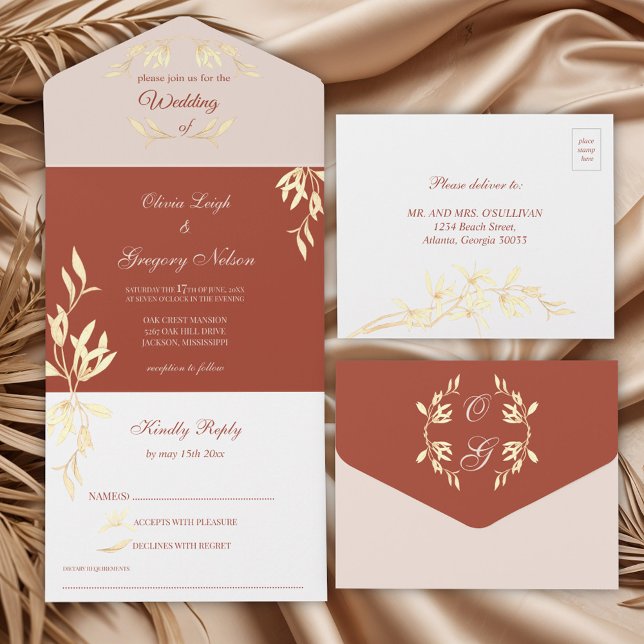 Zeitlose blumengeschichtliche Hochzeit All In One Einladung (Von Creator hochgeladen)