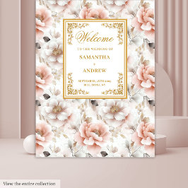 Zeitlose Blush Gold Wasserfarben Hochzeitsband Wandteppich