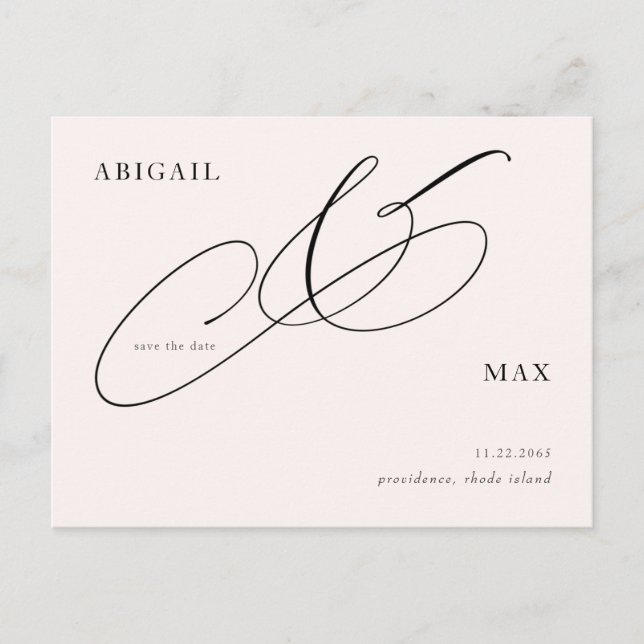 Zeitlose Blush-Hochzeit speichern Sie das Datum Postkarte (Vorderseite)