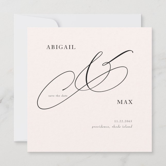 Zeitlose Blush Square Hochzeit speichern das Datum Save The Date (Vorderseite)