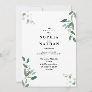 Zeitlose botanische Hochzeitseinladung Classic Einladung