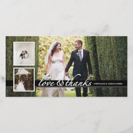 Zeitlose Chic Hochzeit danke Ihnen drei Foto-Karte