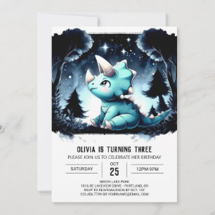 Zeitlose Dino Charm Triceratops Geburtstag Einladung