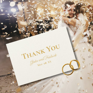 Zeitlose einfache Minimalistische Luxe Gold Hochze Dankeskarte
