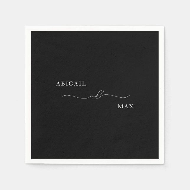Zeitlose Elegance Black Custom Wedding Cocktail Serviette (Vorderseite)