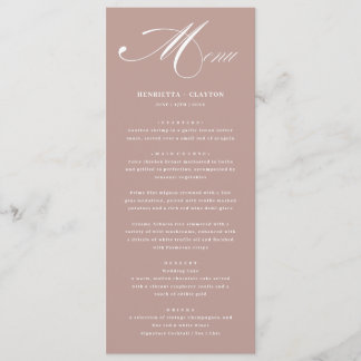 Zeitlose Elegance Dusty Rose Wedding Menu Menükarte