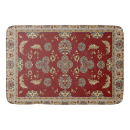 Zeitlose Elegance Rot und Beige Klassische Stoffe Badematte