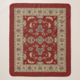 Zeitlose Elegance Rot und Beige Klassische Stoffe Sherpadecke