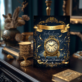 Zeitlose Elegance zum Geburtstag | Gold- und Navy- Einladung