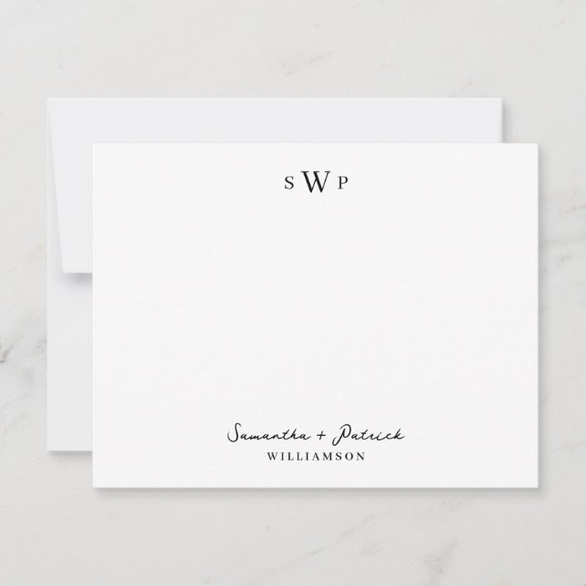 Zeitlose Elegante Minimalistische Couple Note Card Mitteilungskarte (Vorderseite)
