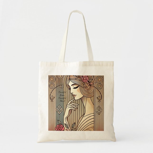 Zeitlose Elegante Vintage Frauenwerbung Tragetasche (Vorne)